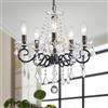 WUZUPS Chandelier à bougie en cristal, suspension, plafonnier encastré, Luminaire moderne pour chambre à coucher, entrée, bar, cuisine, salle de bain, H42 W43, Noir, Base E14