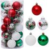 KAHEIGN 30 Pezzi Palline di Natale, 6CM Rosso Verde Clear Ornamenti di Palle di Natale Palline di Natale Infrangibili da Appendere per Albero di Natale Vacanze Casa Natale Festa Decorazione (5 Stili)