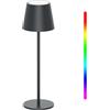 K-Bright LED Lampada da tavolo senza fili, Ricaricabile Luce calda Colore e Dimmerazione RGB Impermeabile IP54, Dimmerabile tavolo Illuminazione per interni per esterni Antracite