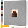 Semfalbuums Album Fotografico Autoadesivo 33x32 CM in Lino Album Portafoto Personalizzabile Scrapbook Photo Album Fotolibro Ricordi Nascita Matrimonio Travel Journal Guest Book, 40 Pagine Grigio