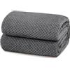 Yebeda Coperta Plaid Pile per Divano e Letto Matrimoniale, 150 x 200 cm | Coperta in Flanella a Motivo Waffle, Leggera, Morbida, Calda, Copridivano, Copriletto per Tutte le Stagioni, Grigio Scuro