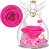 Yamonic Regalo Festa della Mamma, Rosa Stabilizzata Vera Regalo Donna,Rosa Eterna in Angel Cupola Regali Mamma,Figurine di Angeli Regali Nonna Donna Compleanno Angelo Custode Festa della Mamma
