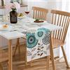 DecorMommt Runner da Tavolo Moderno Salotto Primavera Runner Tavola Girasole di Fiori Blu Tovaglia di Lino Astratta Decorazione per Tavolo da Pranzo per Festival，Picnic, Feste, Cucina，Matrimoni 33 x 183CM