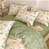 Wotcsil Set Copripiumino Matrimoniale Fiori Cotone Verde Copripiumino Floreale 240x220 cm 3 Pezzi in Cotone con Motivo di Fiori Foglie e 2 Federe 50x75cm, Verde Beige