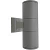 Planetitaly Applique cilindro grigio esterni parete facciata doppio fascio luce balcone terrazzo giardino GU10 230V (Grigio, Senza lampada)