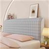 Hearda Copri Testata Letto Matrimoniale, Fodera per Testiera Letto Trapuntata Lavabile Copri Testiera Letto all-Inclusive per Testiera Camera da Letto (70x180cm,Piccolo Plaid Grigio Chiaro)
