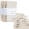 JEMIDI Set da 12 Tovaglioli Cotone Bianchi - Tessuto Certificato Oeko-Tex - in Stoffa Effetto Lino - per Tovaglia Pasquale Natalizia - Centrini Moderni per Mobili Camera da Letto