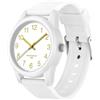 GBB Orologio da donna minimalista, ultra sottile, al quarzo, facile da leggere, con grandi numeri, impermeabile, alla moda, per donne e ragazze, Bianco/Oro, Cinturino