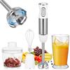 Vankarr Frullatore a Immersione Multifunzione 4 in 1, 1000 W minipimer professionale,con 30 Velocità e Modalità Turbo, con Frusta, Antispruzzo Design,Tritatutto da 500 ml e Misurino da 600 ml