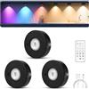 MERTTURM Luce LED Sottopensile Con Telecomando, Luce Notturna 1200mAh Ricaricabile Colorata che Cambia Lampada Armadio, Lampada Spot a LED a Senza Filo Magnetico per Armadio Vetrina, 3pz