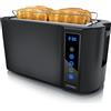 Arendo Tostapane 4 fessure lunghe 1500 W, display touch, doppio guscio, supporto per brioche, 7 livelli di tostatura, centratura e display del tempo rimanente, funzione memoria