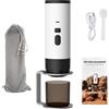 Mocoli Macchina da Caffè Espresso Portatile 3 in 1, Macchina per Caffè Espresso Elettrica 90ml Caffettiera Elettrica da Viaggio con Batteria per 12V Auto e Camion e Campeggio (Bianco+Supporto)