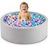 Aunekiv Piscina per palline per bambini, rotonda in morbida schiuma, 90 x 30 cm, grigio