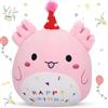 Booaee Happy Birthday, giocattolo di peluche, 23 cm, Axolotl, morbido peluche per bambini, adulti