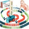 UCAMP Treno del Domino Elettrico per Bambini, Automatico Trenino Toy Set con 200 Blocchi, con Luci e Suoni, per Giocattoli di 3 4 5 6 7 8 Anni, Giochi Regalo Natale/Compleanno