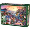 Cobble Hill Puzzle da 1000 pezzi, città costiera al tramonto, poster campione incluso, 67,6 x 48,9 cm