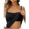 Generic Corsa con reggiseni incorporati Canotte per le donne Carino Atletico Canotta Senza Maniche Camicette Primavera Senza Fili Allenamento Collo Quadrato Base Casual Sport Tank Top Solido 2025 Palestra Y2K