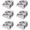 ZEACCT 6 Pezzi Temperamatite in Metallo con 2 Fori, Temperamatite a Mano, Temperamatite Doppio, Temperamatite Quadrato Piccolo, Temperamatite in Alluminio, per Scuola, Ufficio