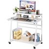 MSFE Scrivania per Computer con 4 Ruote Tavolo Porta PC Con spazio di archiviazione Scrivania per Computer Scrivania Ufficio Portatile Facile da Montare per Casa Ufficio Studio 80x50x90CM (Bianco)