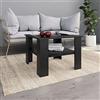 YITHOPI Tavolino da Caffè,tavolo quadrato tavolino camera da letto Tavoli di stoccaggio Adatto per caffetterie, soggiorni, camere da letto o uffici Nero 60x60x42 cm in Truciolato