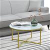 [en.casa] Tavolino da caffè (AxØ) 45 x 80 cm Tavolino Basso da Salotto con Piano Rotondo in Vetro Marmo Bianco e Telaio in Acciaio, Gambe a Croce color Oro