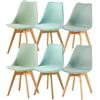 EGGREE Set di 6 sedie da pranzo con gambe in legno massiccio di faggio Certificato SGS, Sedia imbottita dal design scandinavo Sedia da cucina in legno, Verde Menta+Verde Gelato+Verde Matcha