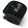 SQUADO Sfigmomanometro da Polso Automatico - Misuratore Pressione con Display LCD, Ricaricabile USB, Cardiofrequenzimetro Integrato, 2 Utenti x 50 Memorie, Custodia Inclusa - Colore Nero