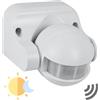 Planetitaly FLEX Sensore rilevatore movimento infrarossi parete muro 180 gradi IP44 accensione luci LED timer spegnimento 230V (Bianco)
