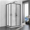 SIRHONA Cabina doccia 70x90x195 cm scorrevole a doppia apertura, nero, porta doccia in vetro a due pannelli fissi con vetro trasparente da 5 mm, regolabile su un lato 20 mm
