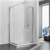 SIRHONA Cabina doccia 70x90x195 cm scorrevole a doppia apertura, porta doccia in vetro a due pannelli fissi con vetro trasparente da 5 mm, regolabile su un lato 20 mm