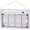 BAKAJI Zanzariera Elettrica 20W Slim Salvaspazio Anti Zanzare Mosche 2 Lampade 10W UV LED Elettroinsetticida Antizanzare con Catena e Piedini Dimensione 39 x 26 x 6 cm (20 Watt)