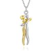 Qings Collana Abbraccio per Coppia in Argento Sterling 925 Collanas Pendente a Forma di Cuore Abbracciato Regalo di Compleanno o Anniversario per Lui, Lei e Mamma,Oro