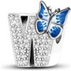 XWN Ciondolo lettere A-Z per bracciale, argento 925, compatibile con Pandora e braccialetti/collane europei, per donne/ragazze.
