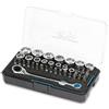 HB Set di Bussole 38 Pezzi con Cricchetto Pass Thru Low Profile 120 Denti Reversibile e Presa Antiscivolo, Inserti Torx, Custodia Compatta con Vassoio EVA, Acciaio CR-V, Prodotto a Taiwan AGM025-G