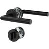 DIYGEEK Maniglie Porte Interne Nero, Serratura per Bagno | Ferramenta per Porte di Bagno/WC- Completo di Rosette e Viti