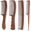 Auiremrti set di 4 pettini con venature del legno, set di pettini professionali a denti fini per uomo e donna, styling parrucchiere/ricci/tupé/partizioni/baffi