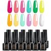 Luxbon 12 pz Gel Smalto per Unghie Semipermanente Set - Estate Vibrante Colore Set Smalto Gel di Lunga Durata, uv led Soak Off Nail Art Designs Manicure Kit 007