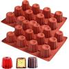 YXHZVON 2 Pezzi Stampo in Silicone Mini Cannelé 12 Cavità, Stampo Antiaderente per Cioccolato, Stampi da Forno in Silicone per Cioccolato, Gelatina, Pudding, Mousse (Rosso)