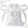 Sonekin 25 Pezzi di Sacchetti Regalo in Raso Sacchetti Confetti Matrimonio per Matrimonio con Nastro e Ciondolo a Forma di Cuore(Bianco)