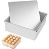 Junrvivy Teglia da forno rettangolare da 8 pollici con fondo rimovibile, in acciaio inox, lavabile in lavastoviglie, per pane, lasagne, cheesecake, 21,8 x 21,8 x 7,8 cm