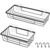 CAPASTEC 2 Pz Cestino Doccia, Portaoggetti Doccia, Mensola Bagno in Acciaio al Carbonio con 4 Ganci, Cestini Doccia per Bagno Cucina WC, Grigio