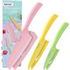 hecef Set Coltelli da Cucina 3 Pezzi con Coprilama, Arcobaleno Pastello | Coltello da cucina affilati in acciaio inossidabile, Santoku/Multiuso/Spelucchino per carne e verdure