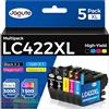 Jagute LC422XL Cartucce d'inchiostro Multipack Compatibile per Brother LC422 LC422XL LC-422XLVAL per Brother MFC-J5340DW MFC-J6540DW MFC-J6940DW MFC-J5740DW (5 Pack, 2 Nero 1 Ciano 1 Magenta 1 Giallo)