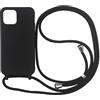 PuYu Zhe Cover con Cordino compatibile con iPhone 15 Pro Max,Cellulare Girocollo Custodia con Corda Silicone Case TPU Bumper Regolabile Necklace laccio Shell-Nero