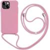 MEVIS MEIVS - Custodia compatibile con iPhone 13 Mini, con cordino regolabile, in silicone, rosa