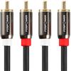 FosPower - Cavo RCA Stereo Audio - Cavo RCA per Home Theater, HDTV, Altoparlanti, Subwoofer - 2X Maschio a 2X Maschio - Premio Suono Qualità - 1m