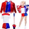 Kitimi Quin Costume, Carnevale Costume, Squad Cosplay Outfits Ragazze con Cappotto, T-shirt, kit di Costume Pantaloncini, Guanti, Vestito Cosplay Costumi per Carnevale Halloween