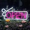 HFHungkeong Neon LED Barbiere Targa per Barbiere Decorazione Parete e Finestre Scudo di Luce Aperta per Barbiere Salone Parrucchiere con Interruttore Dimmerabile e Catena Pendente Regali per Parrucchiere 41x20 cm