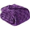 Exclusivo Mezcla Coperta Plaid Pile di Flanella per Divano, 150x200 CM Coperta Letto Singolo Matrimoniale con Motivo a Scacchi, Morbida e Calda, Viola