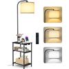 OUTONLIFE Lampada da Terra con Tavolino, LED Dimmerabile con Telecomando, 3 Temperature Colore, Mensola con Ricarica USB per Soggiorno Camera Ufficio